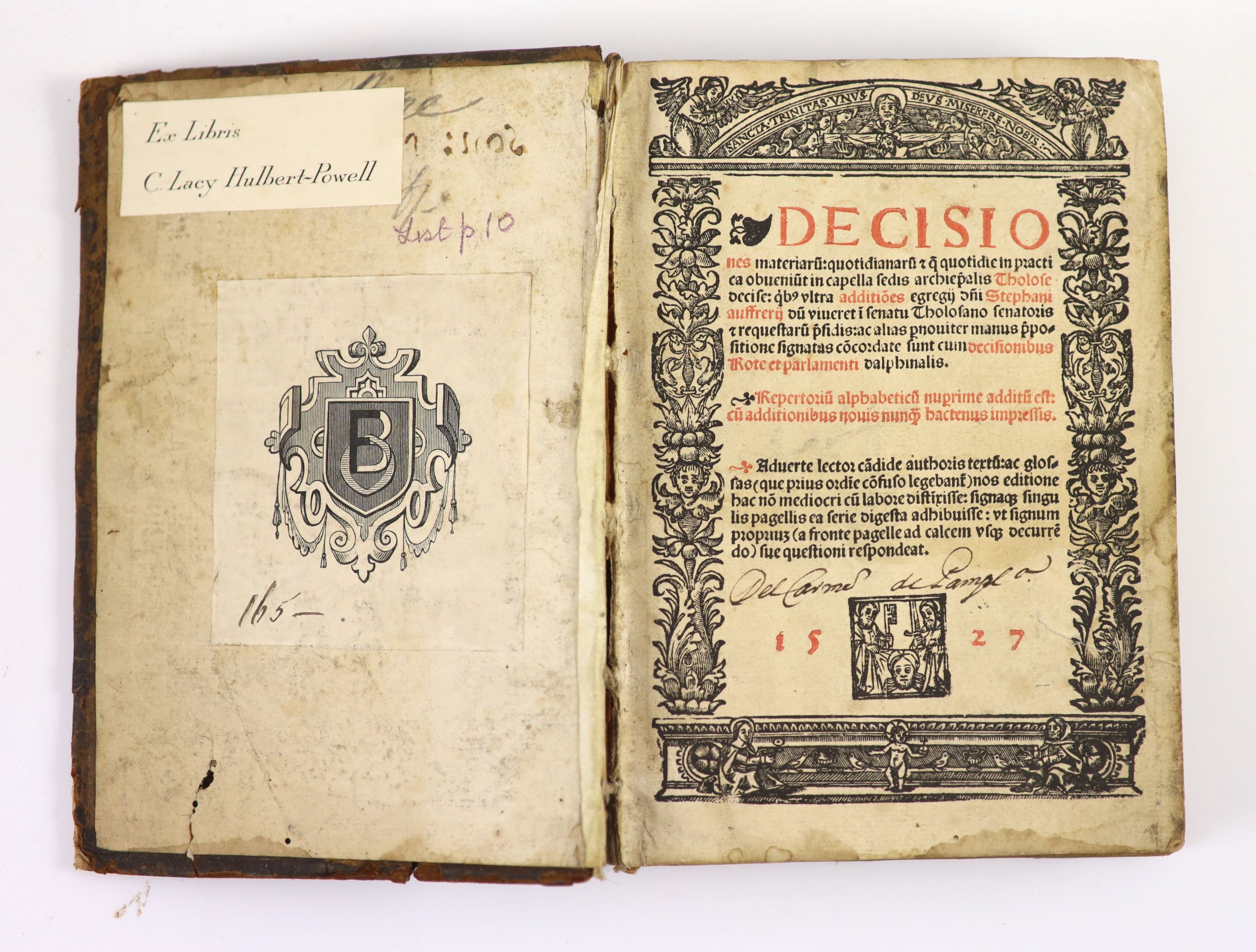 Aufrerius, Stephanus. Decisiones Materiaru: quotidianaru ... in Capella Sedis Archiepalis Tholose decise ...